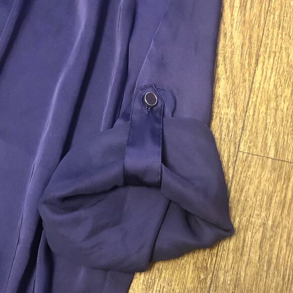 Michael Michael Kors Purple Satin Popover Roll Tab Peplum Blouse Size Small - Picture 5 of 10
